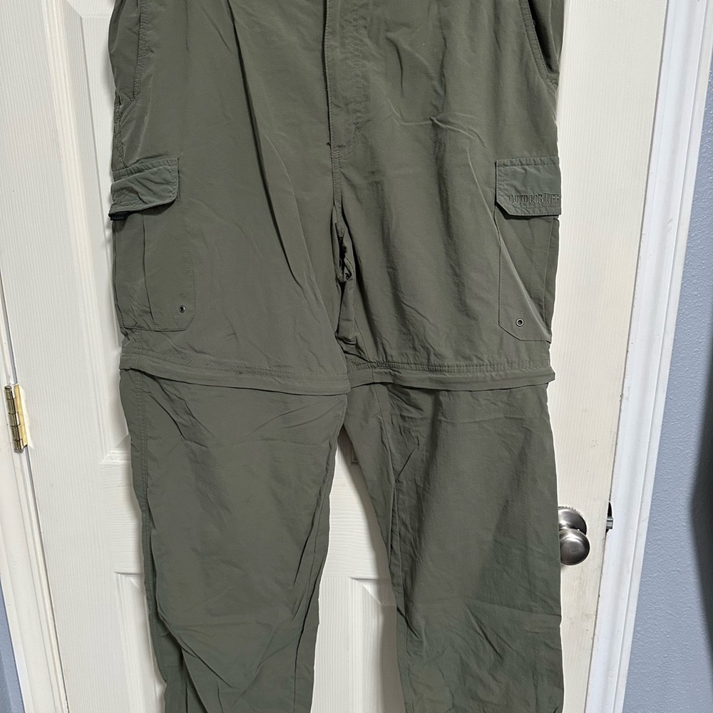 Outdoor Life Green Convertible Cargo Pants Zip-Off Design